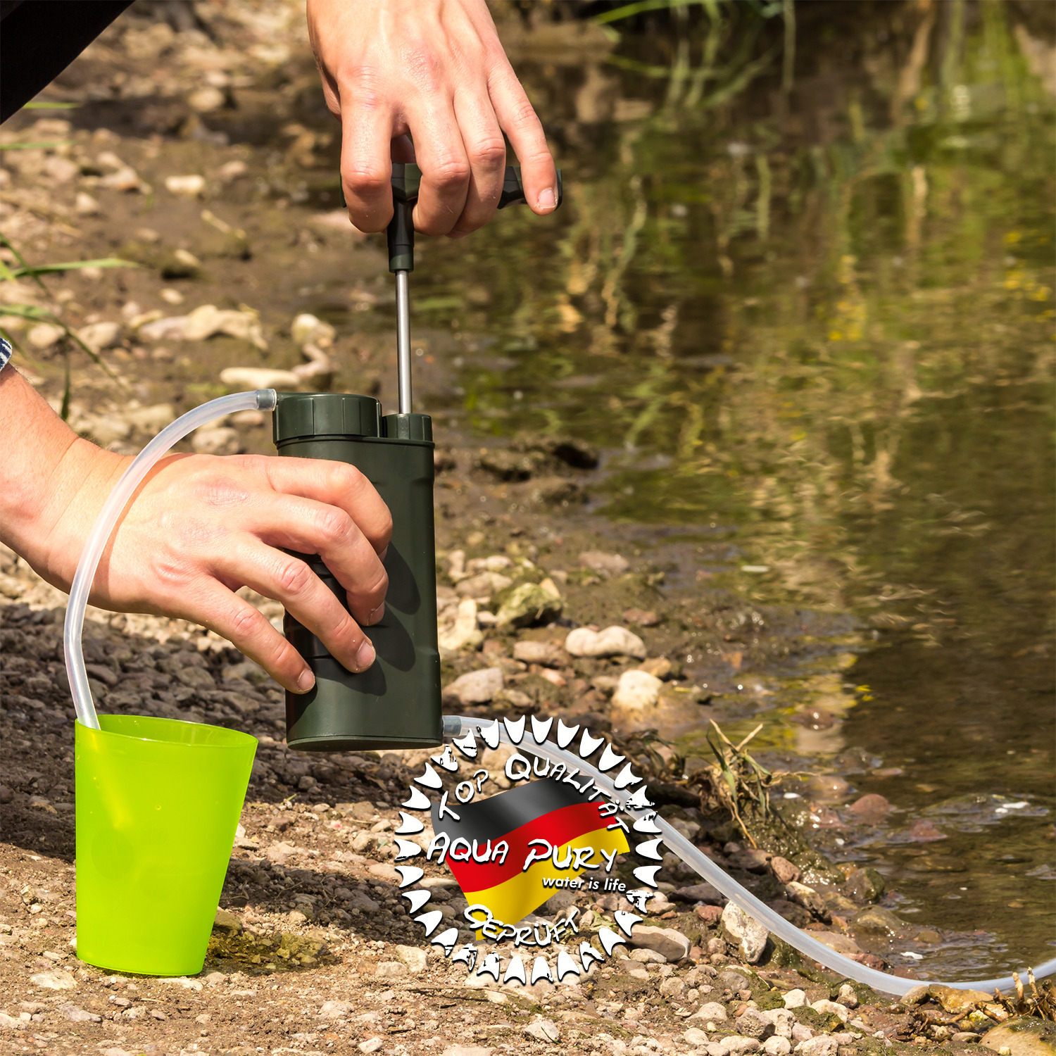 Liebdy® Aqua Pury Porti, der leistungsstarke tragbare Wasserfilter zur Trinkwasseraufbereitung für Outdoor, Survival, Krisenvorsorge und Camping